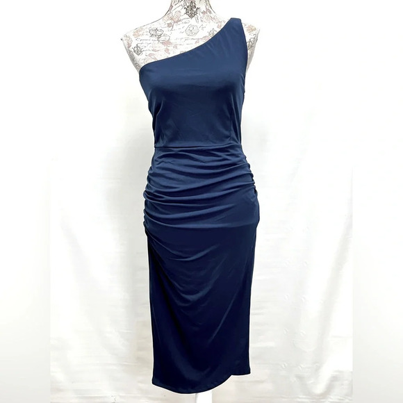 SOCIALITE Navy blue one shoulder‎ mini dress size M. - Picture 3 of 15